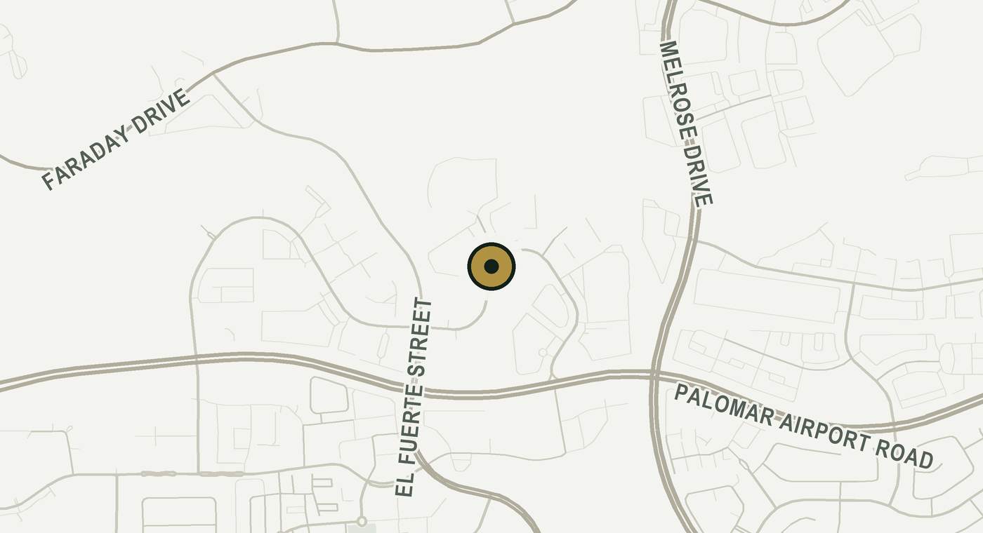 Street map of the area around our Carlsbad office at 2888 Loker Ave East, Suite 322, with the building marked.