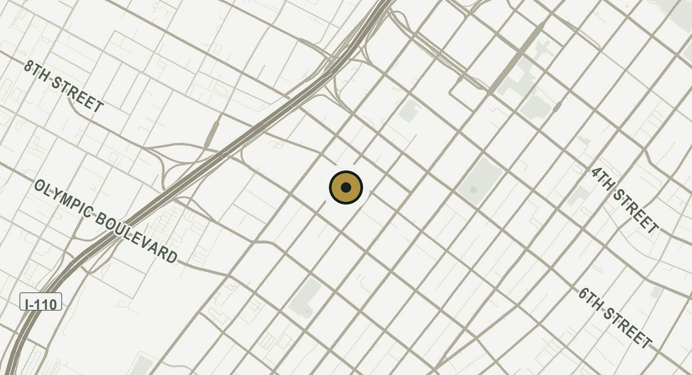 Street map of the area around our Los Angeles office at 700 Flower St, Suite 1000, with the building marked.